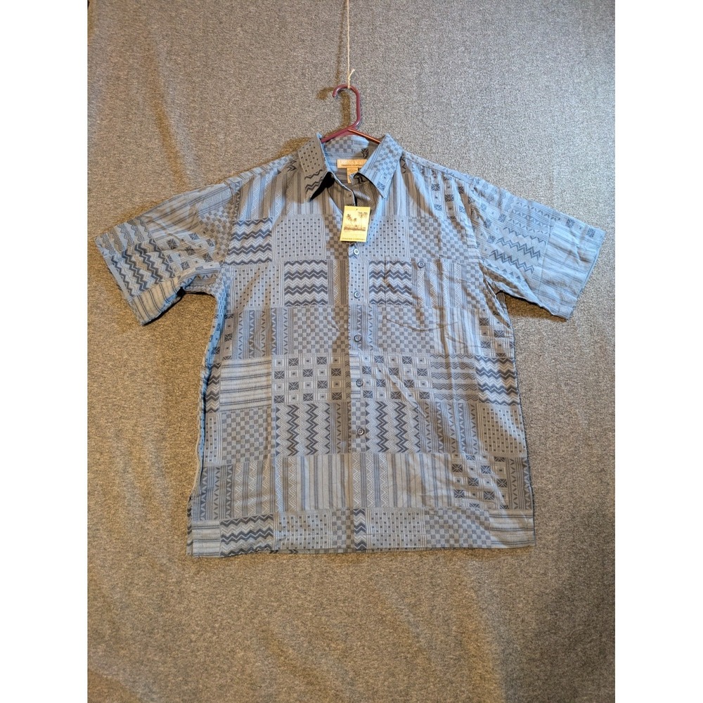 Kona Kai Shirt Mens NEW Blue Hawaiian  M Silk Blend Short‎ Sleeves Front Pocket